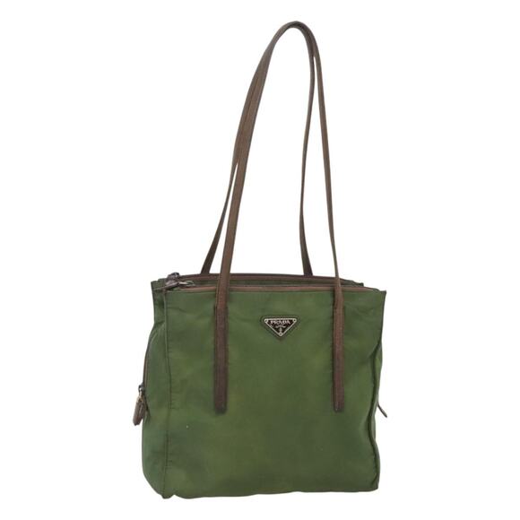 PRADA Shoulder Bag Nylon Green Silver - Picture 1 of 13